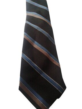 Tie  Austin Manor # 111 Brown Blue Black  3" x 56"  Polyester Silk